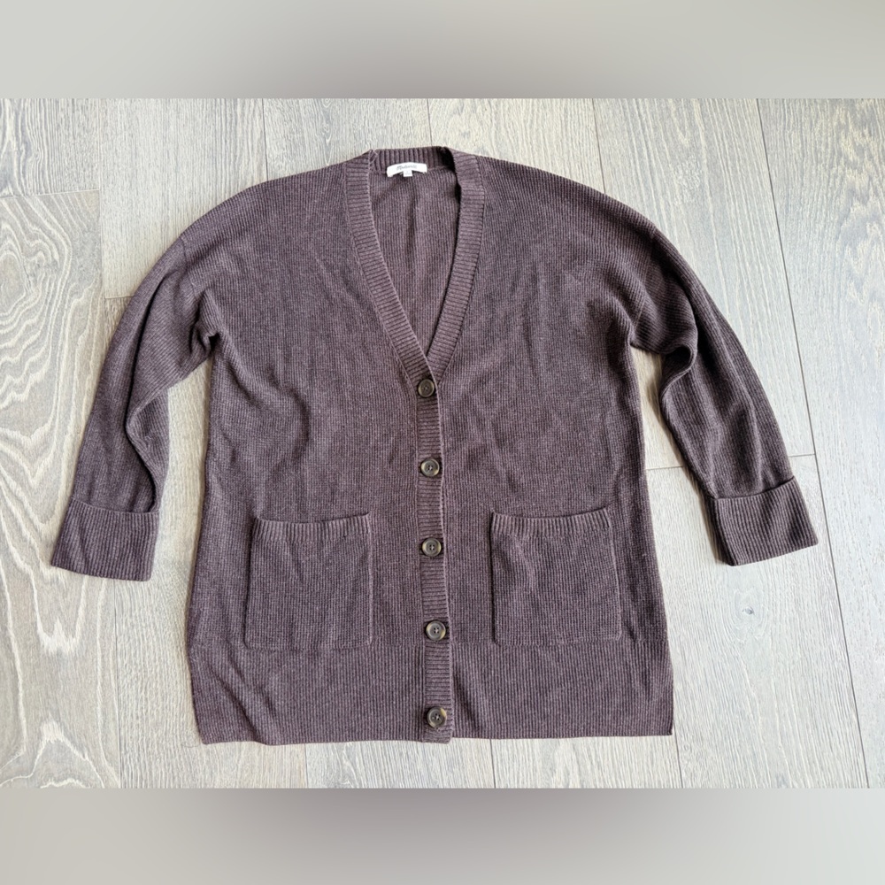 Madewell Asherton Waffle Cardigan Sweater in Brown Size Small
